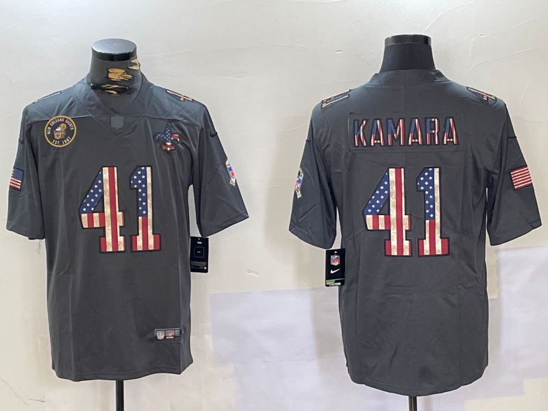 Men New Orleans Saints 41 Kamara Grey 2024 Nike National Flag Limited NFL Jersey style 3